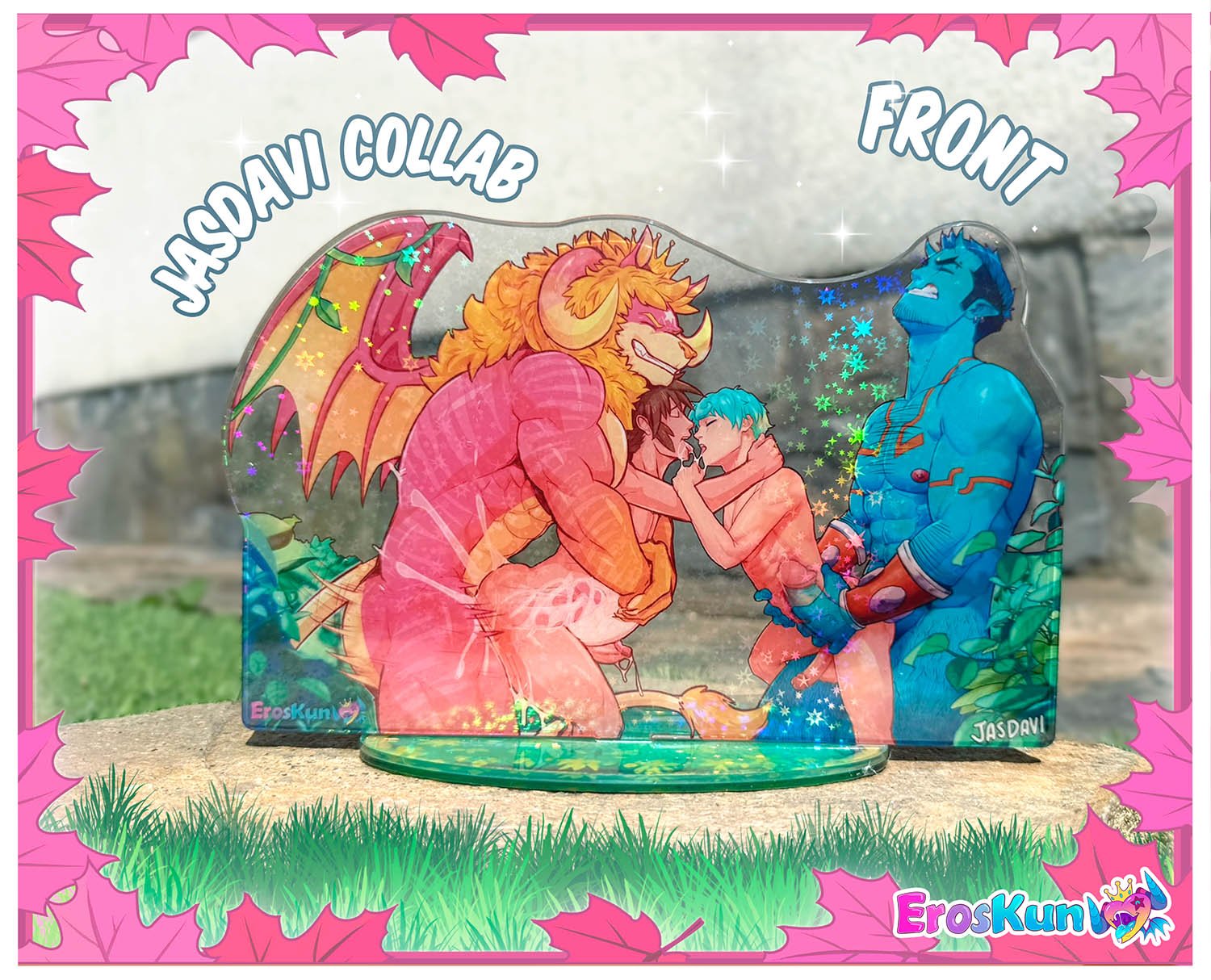 Standees de metacrilato ilustración digital Eroskun Jasdavi Collab