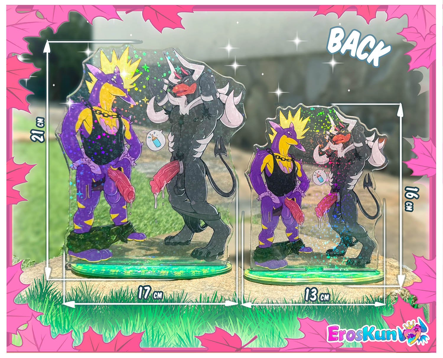 Standees de metacrilato ilustración digital electrico y fuego Eroskun 2