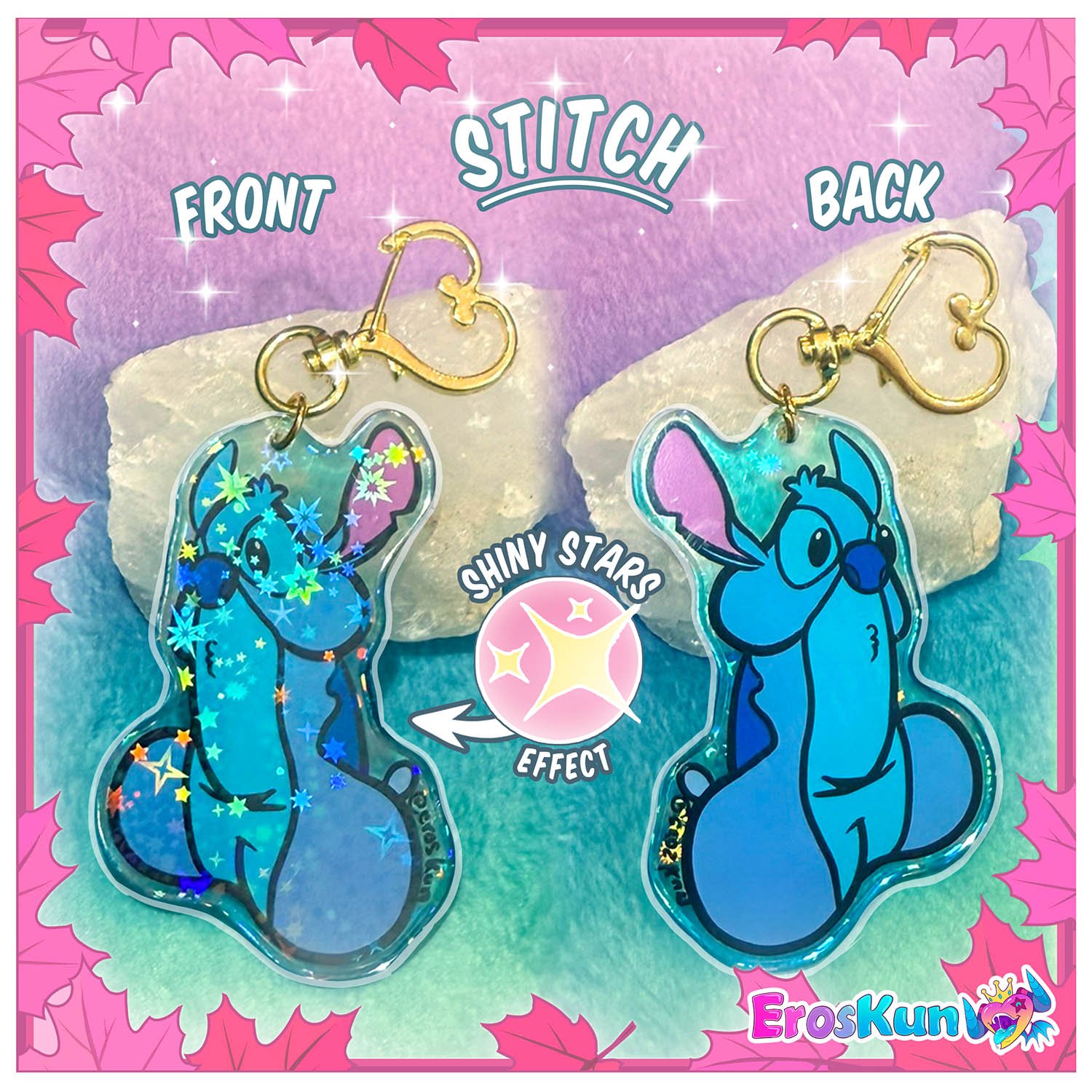 blue alien keychain with shiny star effect ErosKun